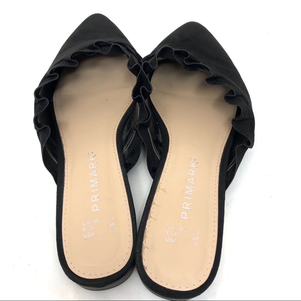 Primark black suede ruffle women’s flat size 7 - Picture 6 of 8